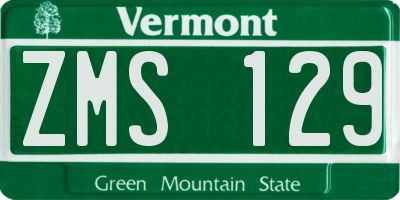 VT license plate ZMS129