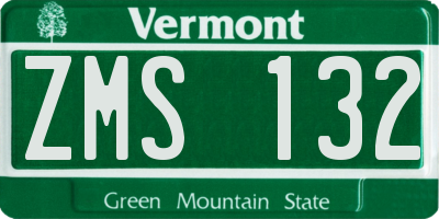 VT license plate ZMS132