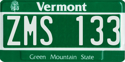 VT license plate ZMS133