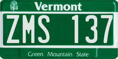 VT license plate ZMS137