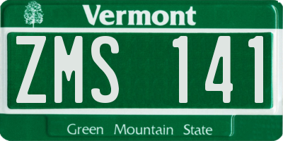 VT license plate ZMS141
