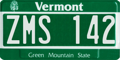 VT license plate ZMS142