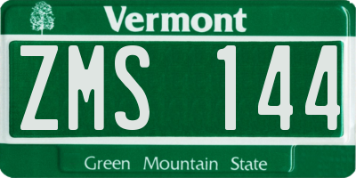 VT license plate ZMS144