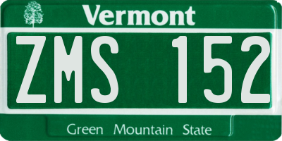 VT license plate ZMS152