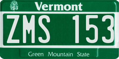 VT license plate ZMS153