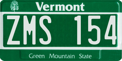 VT license plate ZMS154