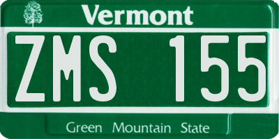 VT license plate ZMS155