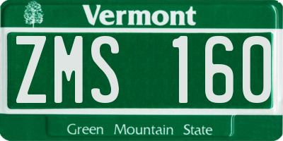 VT license plate ZMS160