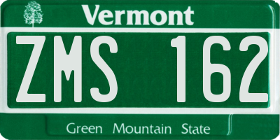 VT license plate ZMS162