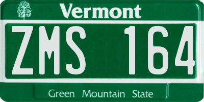 VT license plate ZMS164