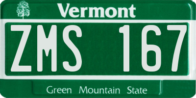 VT license plate ZMS167