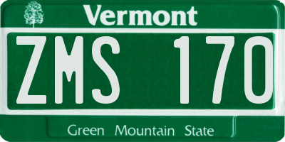 VT license plate ZMS170