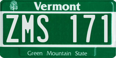 VT license plate ZMS171