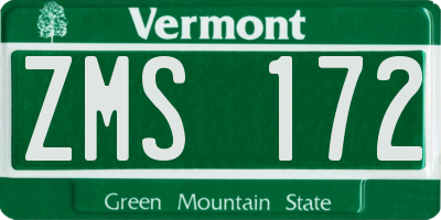VT license plate ZMS172