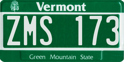 VT license plate ZMS173