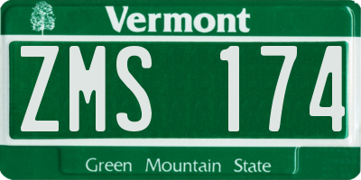 VT license plate ZMS174