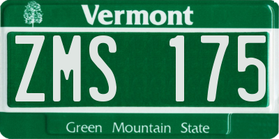 VT license plate ZMS175