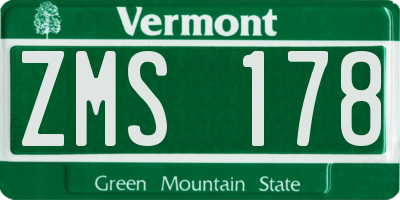 VT license plate ZMS178