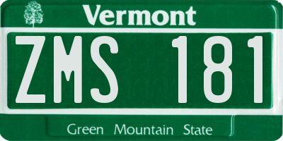 VT license plate ZMS181