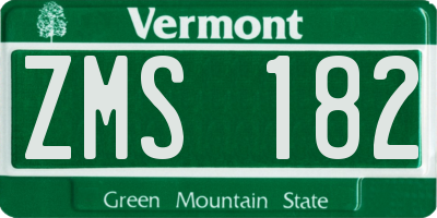 VT license plate ZMS182