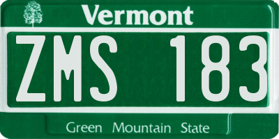 VT license plate ZMS183