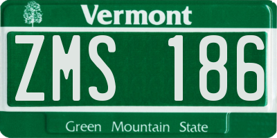 VT license plate ZMS186