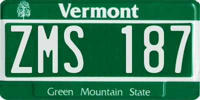 VT license plate ZMS187