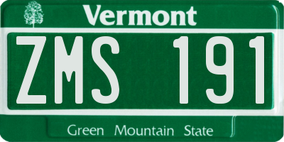 VT license plate ZMS191
