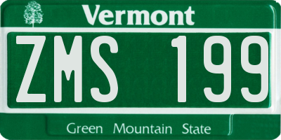 VT license plate ZMS199