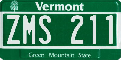 VT license plate ZMS211