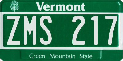 VT license plate ZMS217