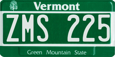 VT license plate ZMS225
