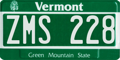 VT license plate ZMS228