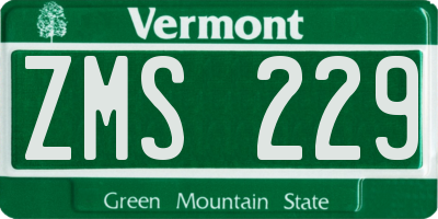 VT license plate ZMS229