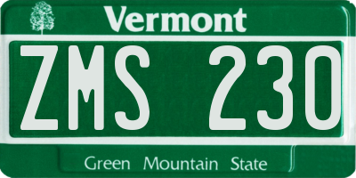 VT license plate ZMS230