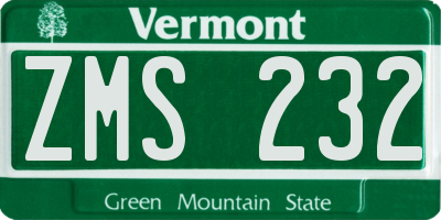 VT license plate ZMS232