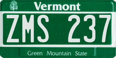 VT license plate ZMS237