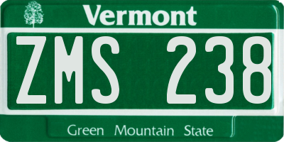 VT license plate ZMS238