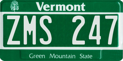 VT license plate ZMS247