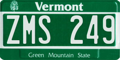 VT license plate ZMS249