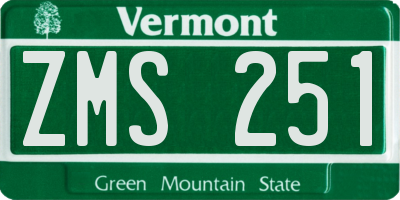 VT license plate ZMS251
