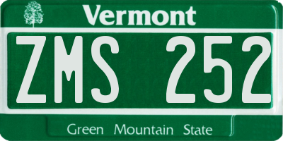 VT license plate ZMS252