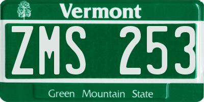 VT license plate ZMS253