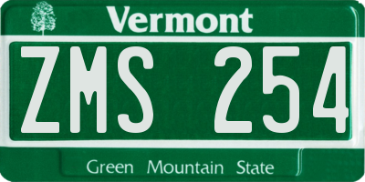 VT license plate ZMS254