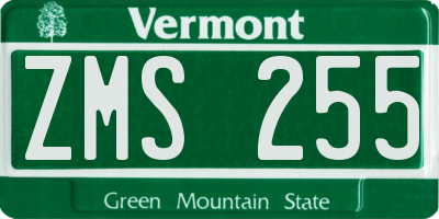 VT license plate ZMS255