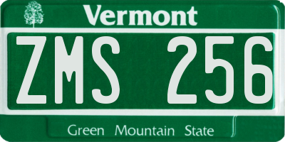 VT license plate ZMS256