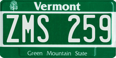 VT license plate ZMS259