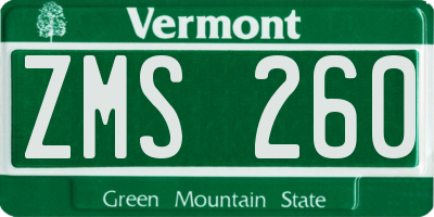 VT license plate ZMS260