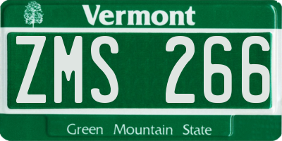 VT license plate ZMS266