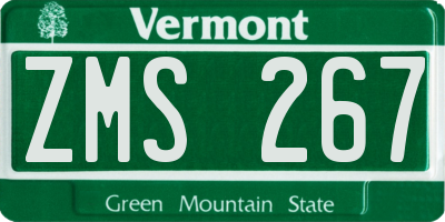 VT license plate ZMS267